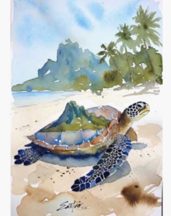 Caribbean Turtle Love Poster