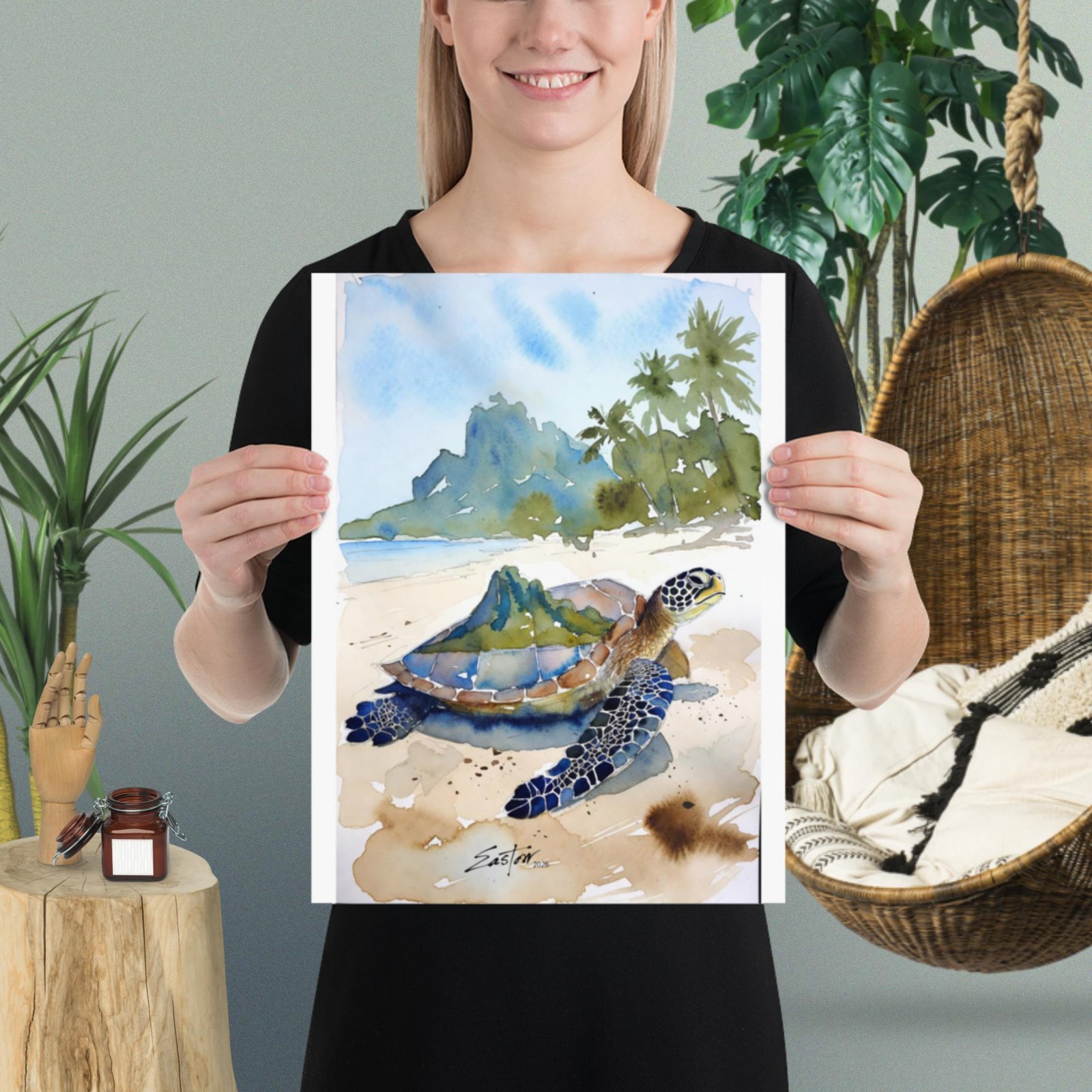 Caribbean Turtle Love Poster - Image 3